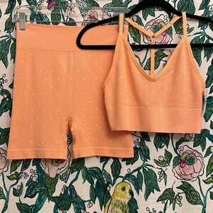NWT LOFT Seamless Ribbed Biker Shorts & Bralette Set